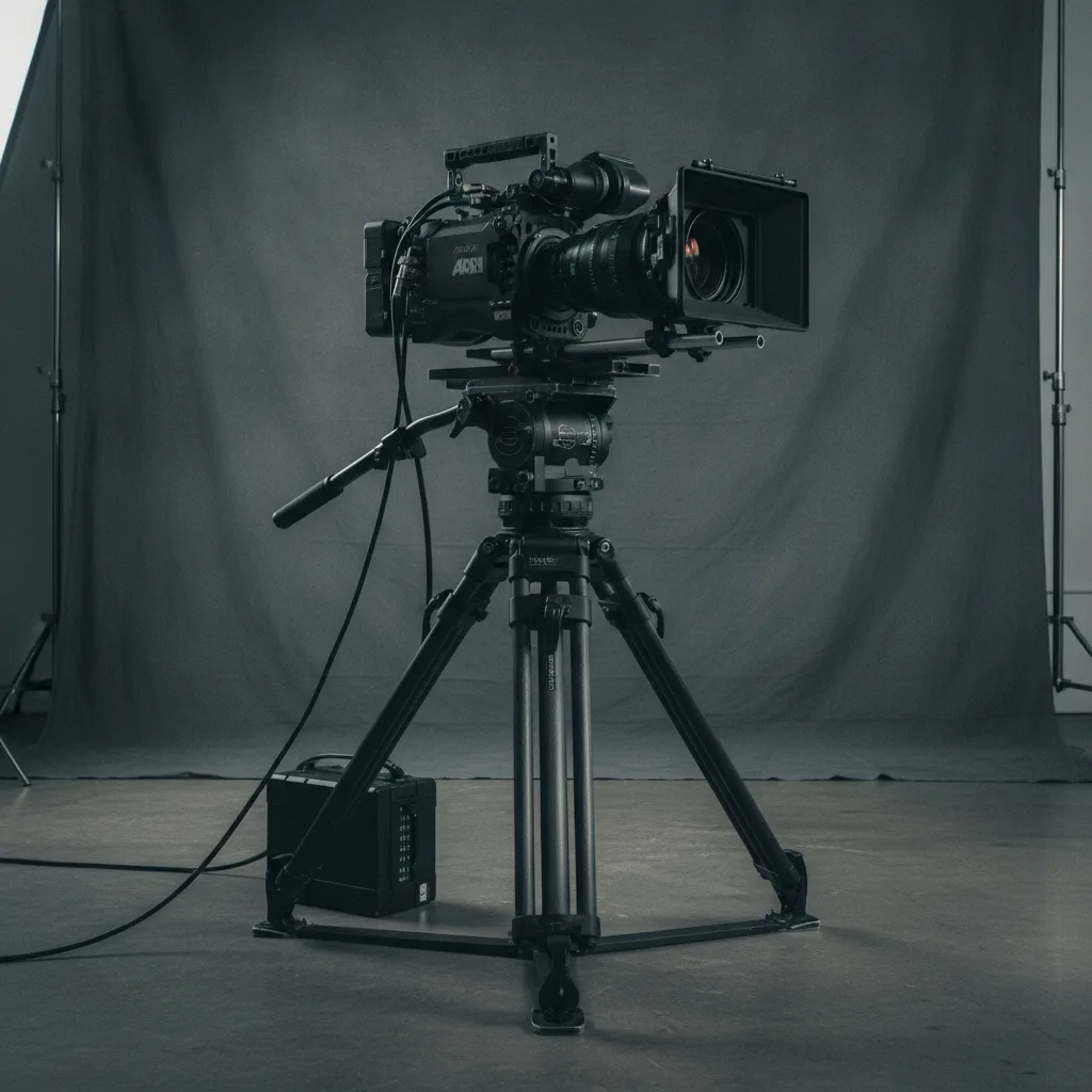 Caméra de cinéma professionnelle de grand format sur trépied