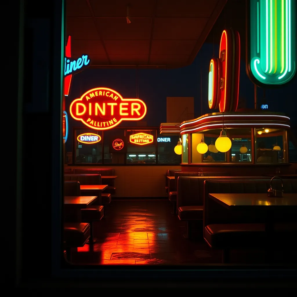 Un diner américain la nuit, semblable au Winkie's où se nouent les scènes clés du film
