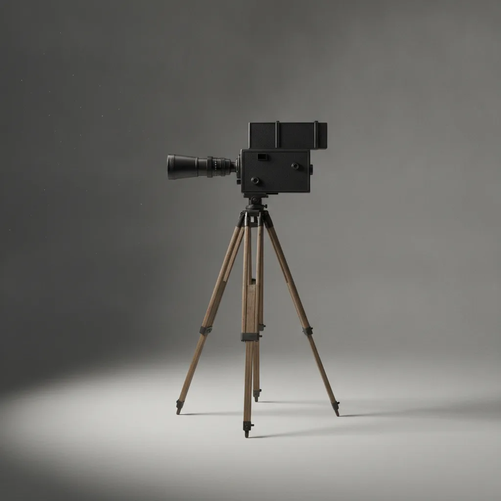 Caméra 35 mm sur trépied dans un studio vide
