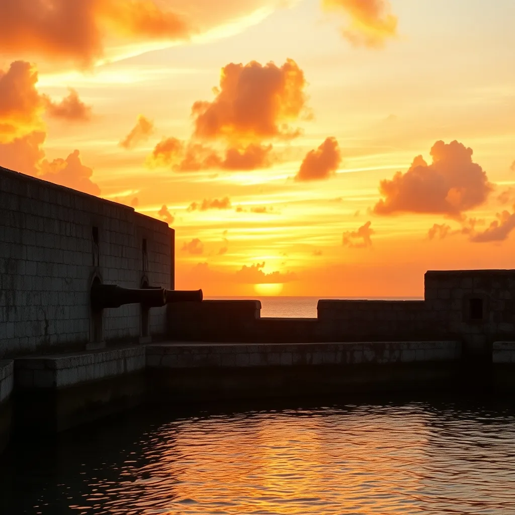 Une forteresse côtière des Caraïbes semblable aux décors de Port Royal dans la saga