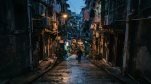 Un escalier de quartier populaire à Séoul, motif central du film de Bong Joon-ho